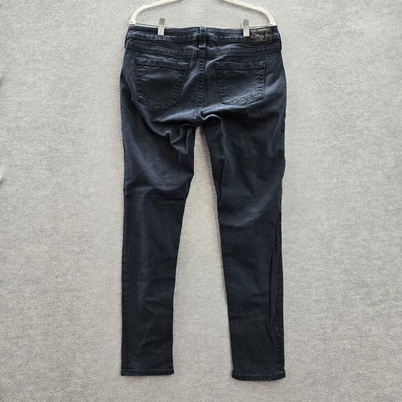 True Religion Women Jeans 32 Black Casey‎ Super Skinny Low Rise Studded Pockets - Picture 8 of 15